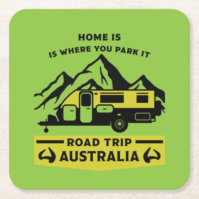 Australian Aussie Caravan Caravanning Summer Underlägg Papper Kvadrat (Framsidan)