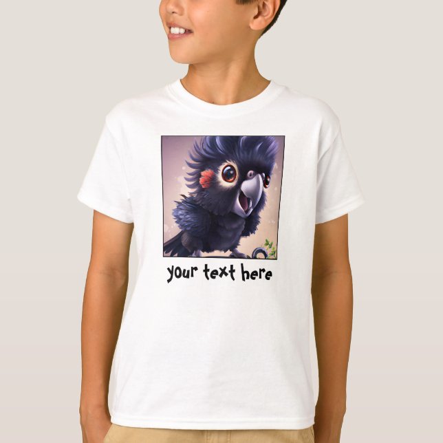 Australian Baby Black Cockatoo Editable T-Shirt (Framsida)