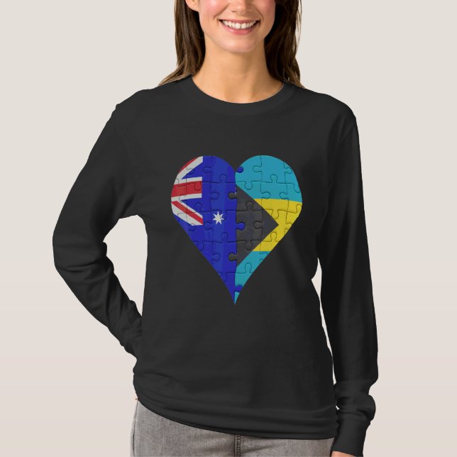 Australian Bahamian Flagga Heart T Shirt (Framsida)