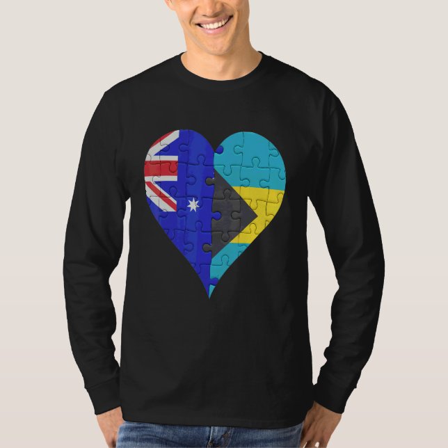 Australian Bahamian Flagga Heart T Shirt (Framsida)