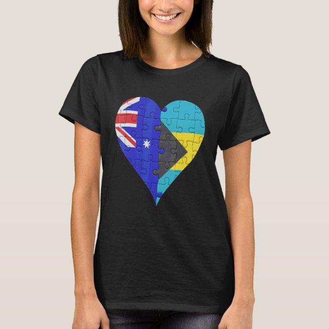 Australian Bahamian Flagga Heart T Shirt (Framsida)
