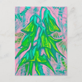 Australian Bird Flower, Tropical Blommigt Grönt Ro Vykort