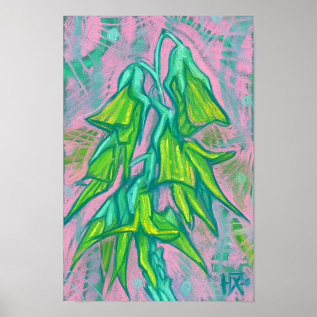 Australian Bird Flower, Tropical Blommigt Painting Poster (Framsidan)