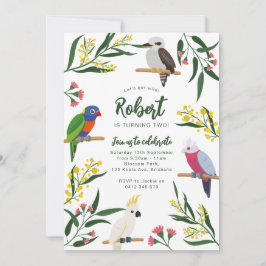 Australian Birds Birthday Invitation Inbjudningar
