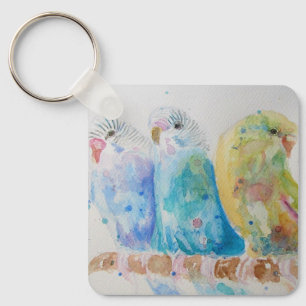 Australian Birds Budgie Watercolor Art Nyckelring