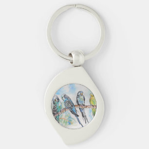 Australian Birds Budgie Watercolor Art Nyckelring