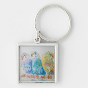 Australian Birds Budgie Watercolor Art Nyckelring