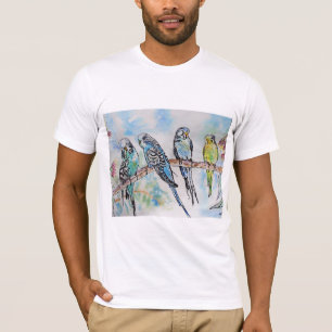 Australian Birds Budgie Watercolor Art Nyckelring T Shirt