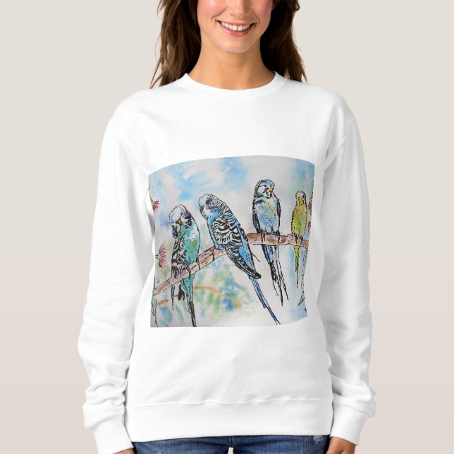 Australian Birds Budgie Watercolor Art Nyckelring T Shirt (Framsida)