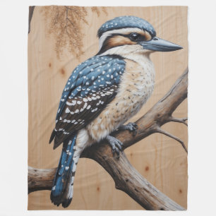Australian Blue Kookaburra i en Träd Wildlife Art Fleecefilt