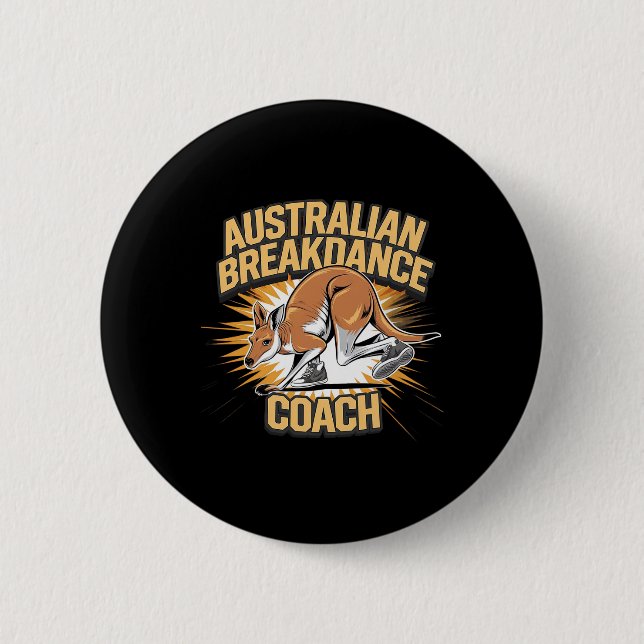 Australian Breakdance Coach 2025 - Funny Kangaroos Knapp (Framsida)