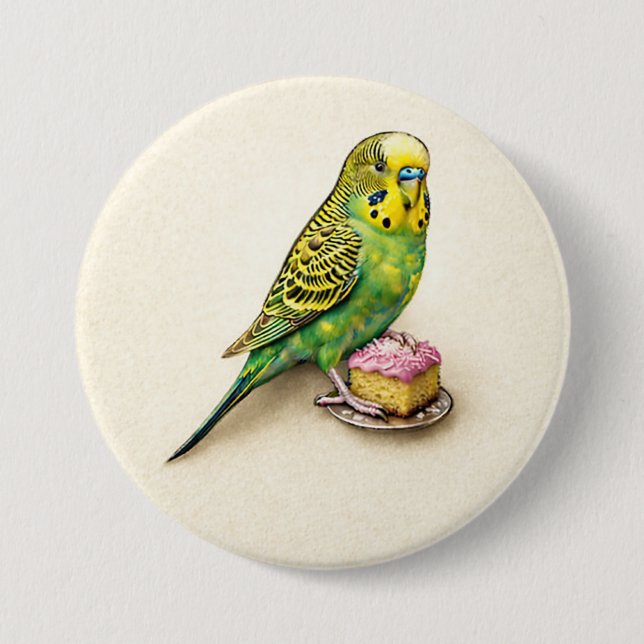 Australian Budgie Pink Lamington Large Badge Pin Knapp (Framsida)