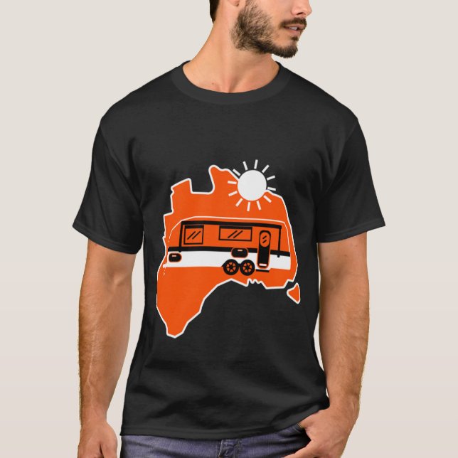 Australian Caravan Camping T Shirt (Framsida)