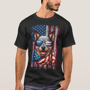 Australian Cattle Dog Älskare US Flagga 4:e Juli T Shirt