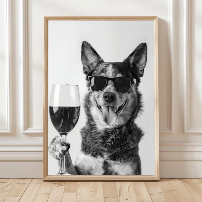 Australian Cattle Dog and Wine Wall Art, Black and Poster (Skapare uppladdad)