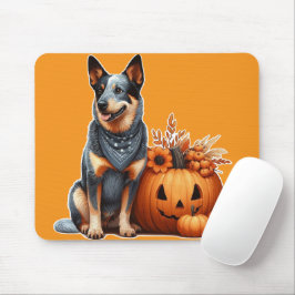 Australian Cattle Dog bredvid en Jack-O-Lantern Musmatta