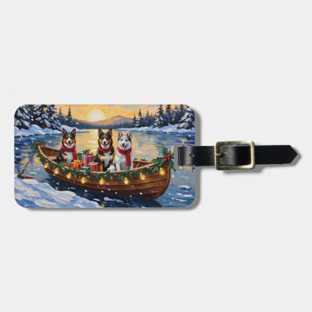 Australian Cattle Dog Christmas Boat Holiday Bagagebricka (Horisontell Framsida)