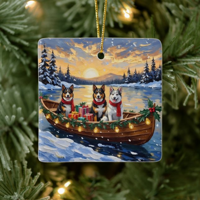 Australian Cattle Dog Christmas Boat Holiday Julgransprydnad Keramik (Träd)