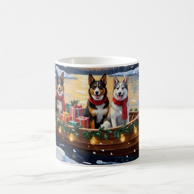 Australian Cattle Dog Christmas Boat Holiday Kaffemugg (Center)