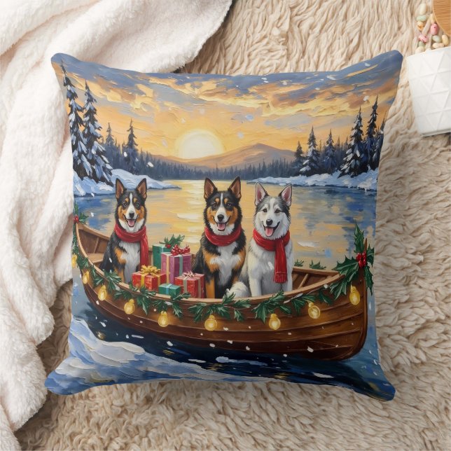 Australian Cattle Dog Christmas Boat Holiday Kudde (Filt)