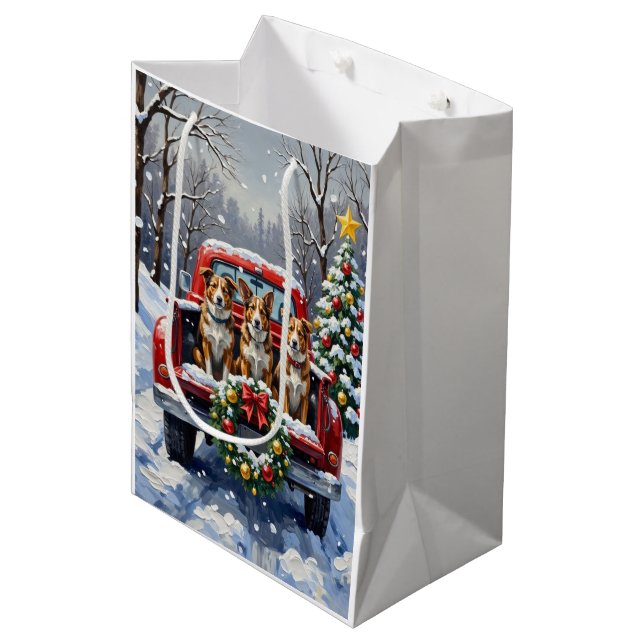 Australian Cattle Dog Christmas Red Truck Holiday (Framsidan Vinklad)