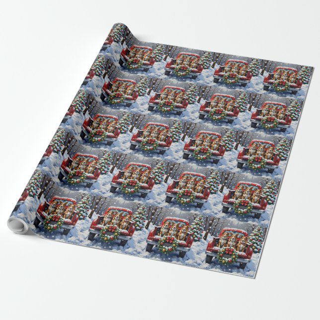 Australian Cattle Dog Christmas Red Truck Holiday Presentpapper (Utrullad)