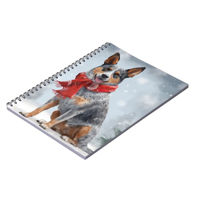 Australian Cattle Dog i snö jul  Anteckningsbok (Vänstra Sidan)