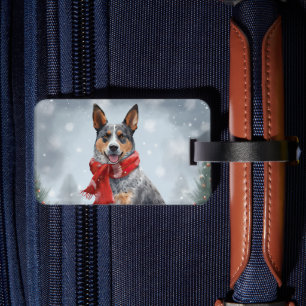 Australian Cattle Dog i snö jul Bagagebricka