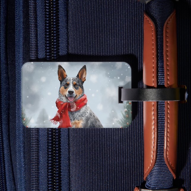 Australian Cattle Dog i snö jul  Bagagebricka (Baksida Insitu 2)