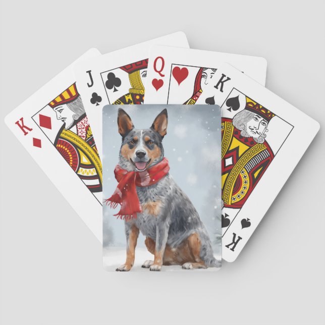 Australian Cattle Dog i snö jul Casinokort (Baksidan)