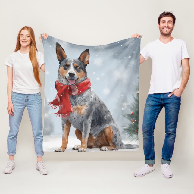 Australian Cattle Dog i snö jul  Fleecefilt (På plats)