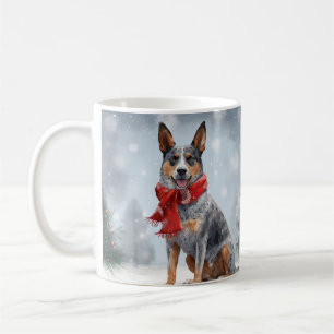 Australian Cattle Dog i snö jul Kaffemugg