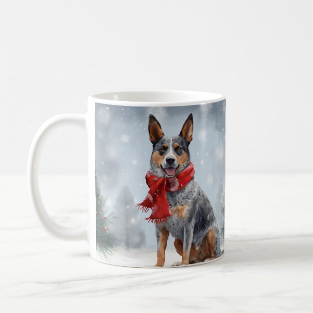 Australian Cattle Dog i snö jul  Kaffemugg (Vänster)