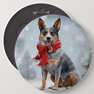 Australian Cattle Dog i snö jul Knapp