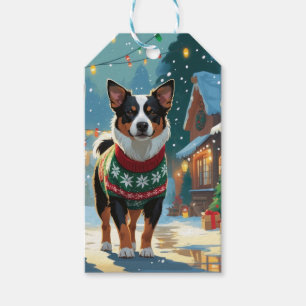 Australian Cattle Dog Jul Snö Holiday Presentetikett