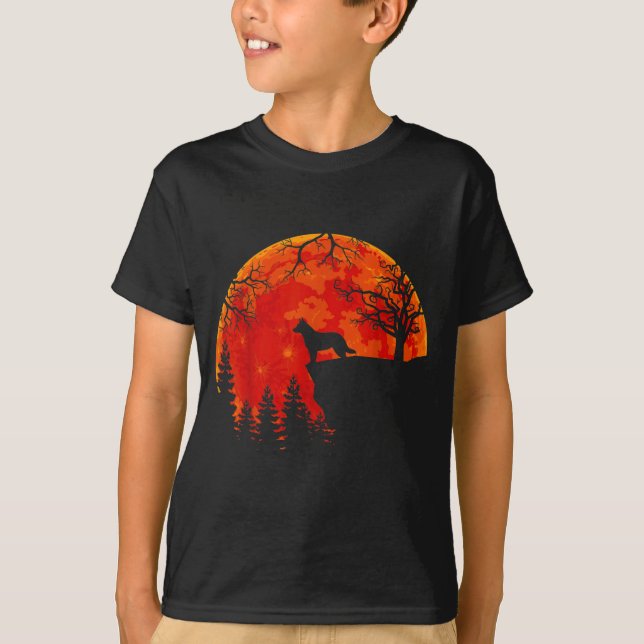 Australian Cattle Dog och Mån Halloween T Shirt (Framsida)