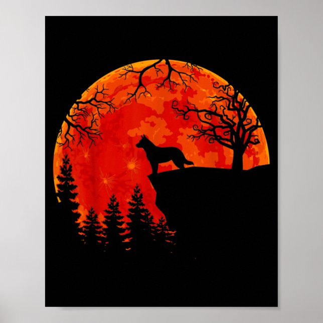Australian Cattle Dog och Månad Halloween Poster (Framsidan)