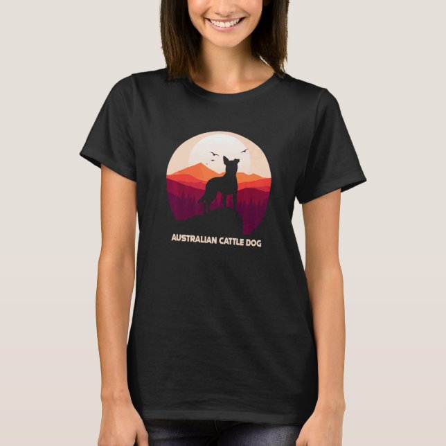 Australian Cattle Dog och Mountain Premium T Shirt (Framsida)