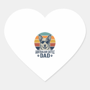 Australian Cattle Dog Pappa Vintage Sunset Tröja_1 Hjärtformat Klistermärke