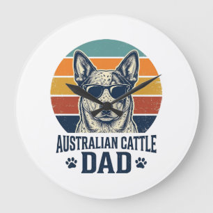 Australian Cattle Dog Pappa Vintage Sunset Tröja_1 Stor Klocka