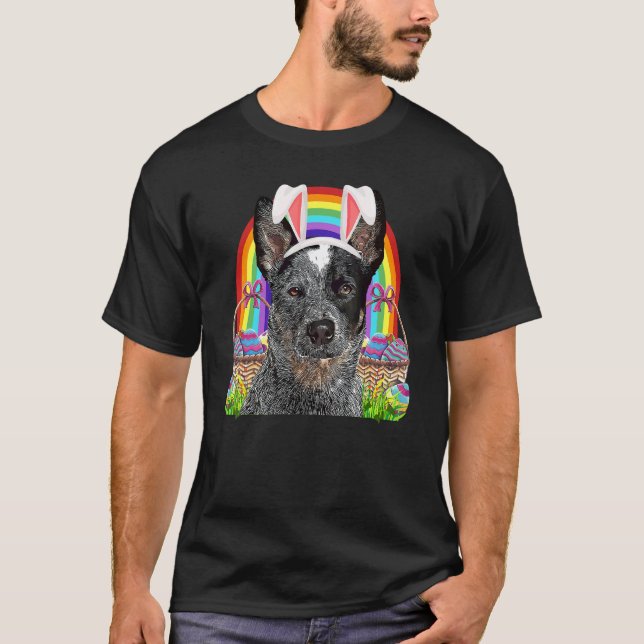 Australian Cattle Dog Påskharen Äggjakt T Shirt (Framsida)