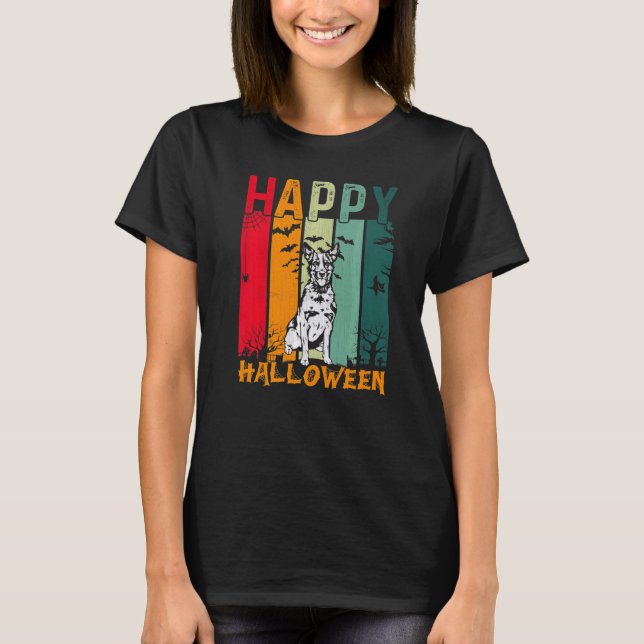 Australian Cattle Dog Retro Halloween Middag Del T Shirt (Framsida)