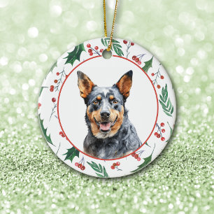 Australian Cattle Dog Röd BärbärsHolly Border Julgransprydnad Keramik
