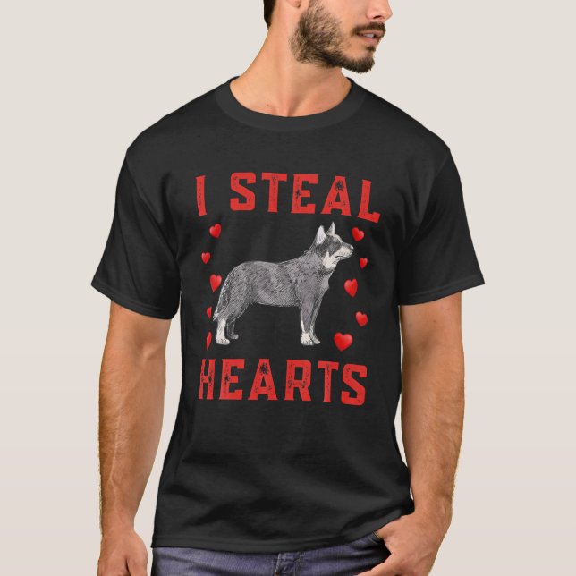 Australian Cattle Dog Themed I Steal Hearts Cute V T Shirt (Framsida)