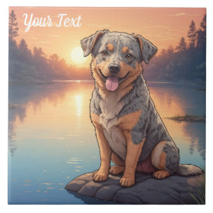 Australian Cattle Dog vid sjö Kakelplatta