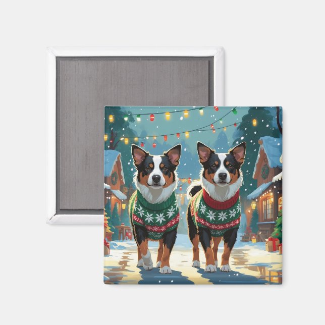 Australian Cattle Dogs Jul Snö Semester Magnet (Front/Back)