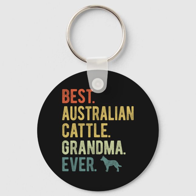 Australian Cattle Grandma Hundälskares Mor Nyckelring (Framsida)
