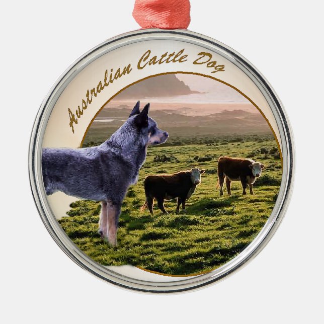 Australian Cattle Hund Art Julgransprydnad Metall (Framsidan)