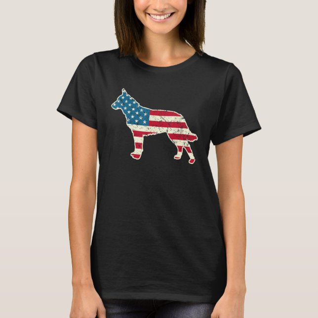 Australian Cattle Hund Blue Heeler 4:e juli Amer T Shirt (Framsida)