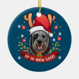 Australian Cattle Hund Blue Heeler Reindeer Christ Julgransprydnad Keramik
